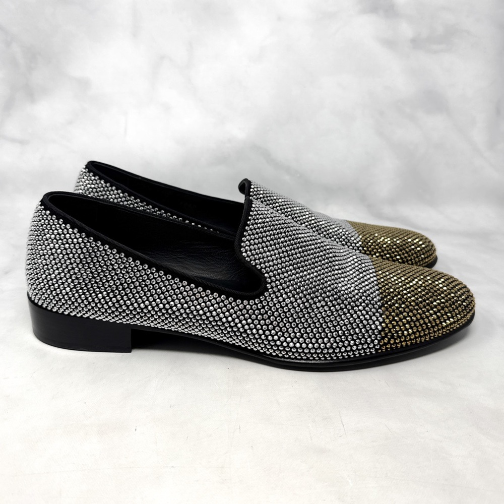Giuseppe Zanotti Black, Silver & Gold Crystal-Embellished Loafers